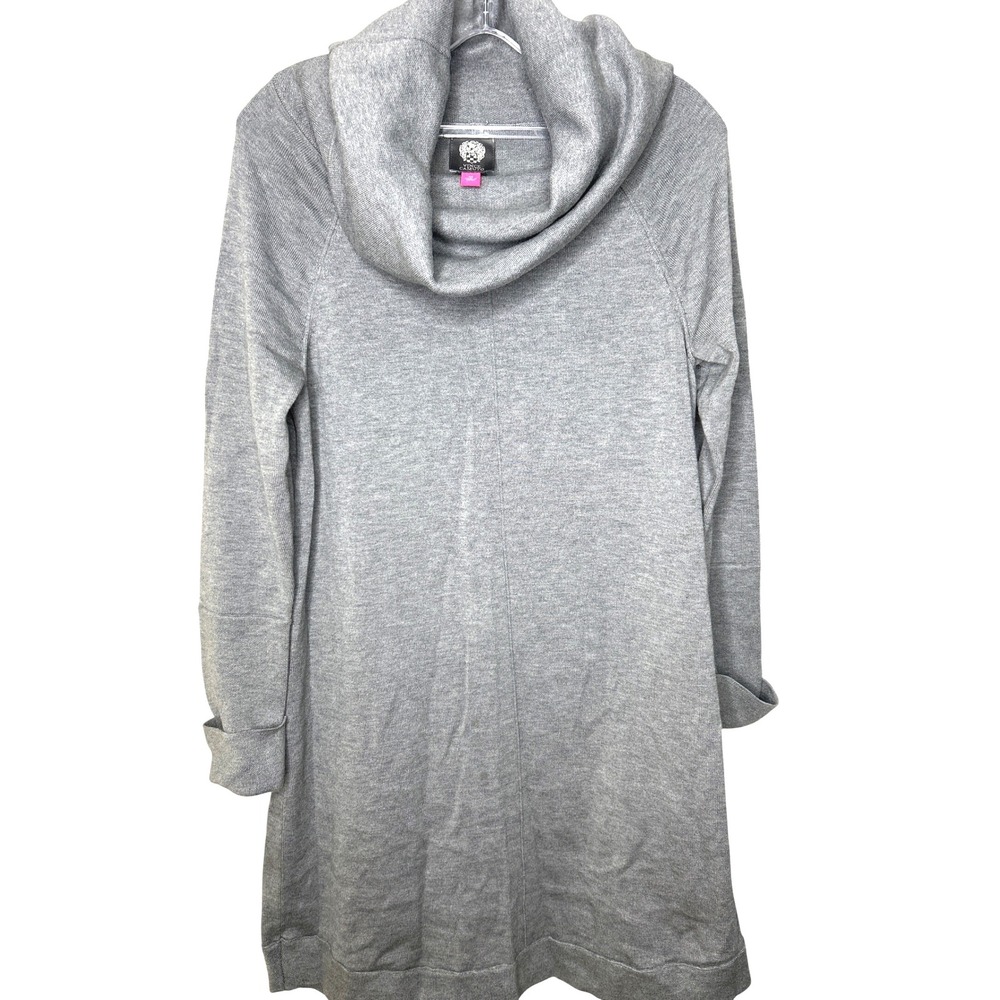 Vince Camuto size Medium Gray Cowl Neck Long Sleeve Sweater Dress Midi